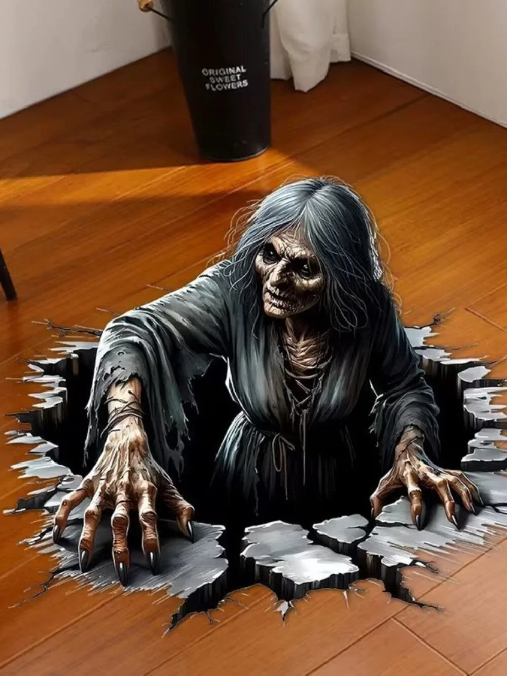 Halloween Dark Goth Floor and Wall 3d Witch Zombie Sticker Home Decor